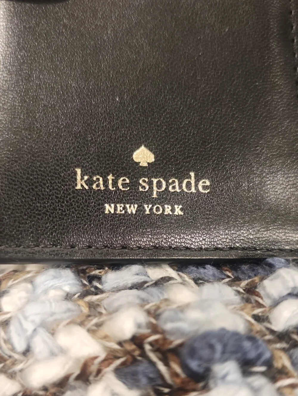 kate spade Black Pebbled Leather Zip Around Wallet with Gold Logo- Excellent